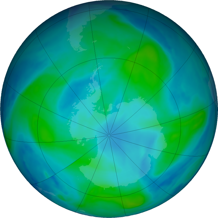 Antarctic ozone map for 12 February 2018